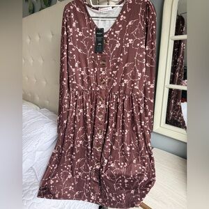 Elegant Long Sleeve Floral Dress